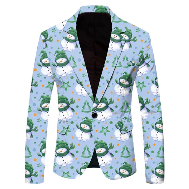 Men Christmas Snowflake Santa Tuxedo Buttons Printed Pocket Lapel Button Men Suits Slim Fit 3 Piece Suit Jacket Suit