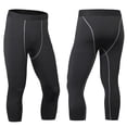 thumbnail image 2 of Men's Compression 3/4 Pants with Pockets,Workout Athletic Stretch Tights Leggings Athletic Base Layer, 2 of 5