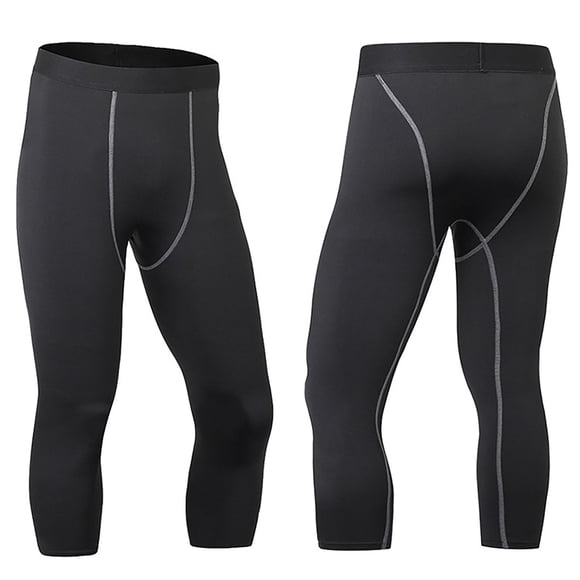 asjyhkr Mens 3/4 Compression Pants Gym Basketball Athletic Leggings Sports Running Spandex Base Layer