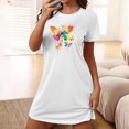 thumbnail image 2 of Birdeem Chemises de Nuit pour Femmes Chemise de Nuit Courte Surdimensionnée pour Femmes Mode Imprimé sur la Poitrine Robe de Nuit à Manches Courtes, 2 of 12