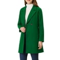 thumbnail image 4 of Allegra K Women's Double Breasted Lapel Raglan Long Sleeve Mid Length Overcoat L Grass Green, 4 of 6