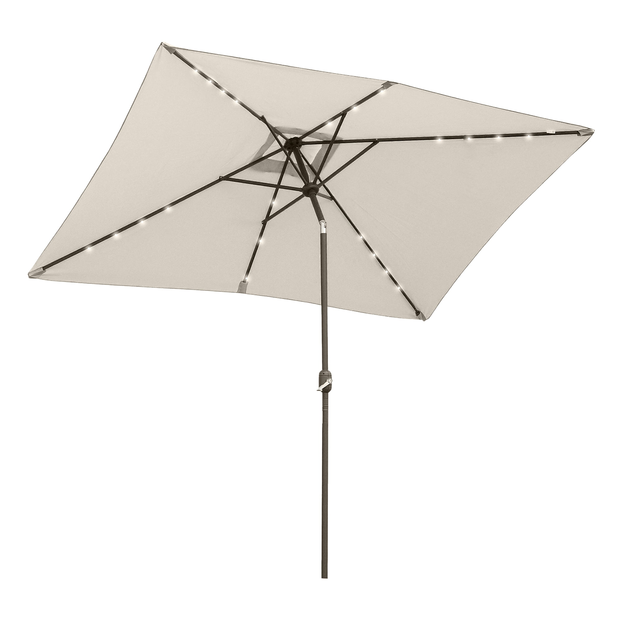 Outsunny Solar Patio Umbrella with LED and Tilt, Table Umbrella, Beige