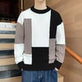 thumbnail image 5 of EGNMCR Pull Col Roulé pour Hommes, Pull Élastique Col Rond Tendance Texture Couleurs Assorties Manteau Pull Polyester pour Hommes, 5 of 5