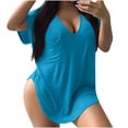 thumbnail image 1 of Yuyuzo Plus Size Tops for Women Oversized T Shirts Short Sleeve Shirts Deep V Neck Loose Fitted Tees Solid Color, 1 of 5