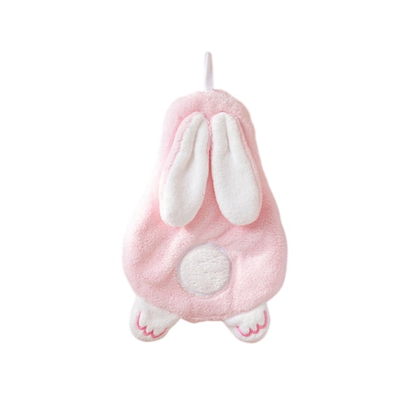 Serviettes à Main pour Salle de Bain et Cuisine – Serviette en Molleton de Polyester Épaissie et Absorbante 10,2 Po x 7,0 Po avec Design Suspendable et Motif de Lapin