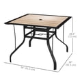 thumbnail image 2 of Square Metal Patio Dining Table with Umbrella Hole - Outdoor Wood-Look Table for Garden, Backyard, Porch & Balcony, 2 of 8