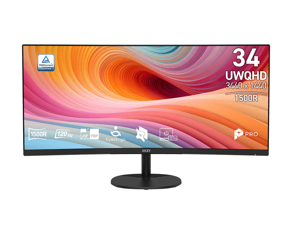 MSI 34" 3440x1440 (UWQHD) 120Hz 1ms (MPRT) Curved VA Monitor Tilt adjustable with speaker (PRO MP341CQ E12)