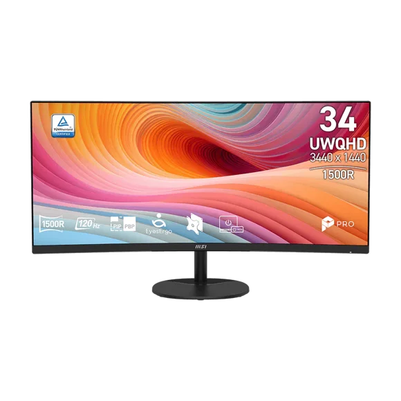 MSI 34" 3440x1440 (UWQHD) 120Hz 1ms (MPRT) Curved VA Monitor Tilt adjustable with speaker (PRO MP341CQ E12)