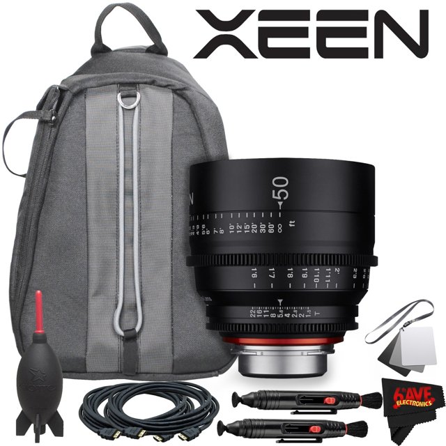 Rokinon Xeen 50mm T1.5 Lens for PL Mount with Professional Lens Backpack and Accessories