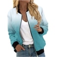 thumbnail image 1 of Swstbby Soldes d'Automne! Vestes d'Automne pour Femmes, Chandail en Molleton Ample à Manches Longues avec Fermeture Éclair Veste Décontractée Tricotée Épaisse de Baseball Bleu Ciel m, 1 of 5