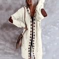 thumbnail image 4 of Mode Femme Cardigan Long à Manches Longues Décontracté Manteau Chandail, 4 of 8