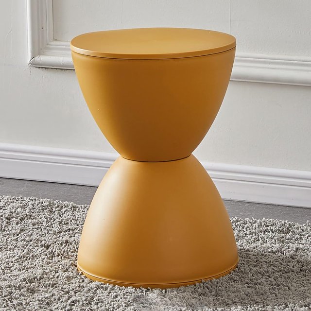 ORUYROP Footstool, Thickened Plastic Shoe Changing Stool, Round Footstool, Living Room Footstool, Low Coffee Table Footstool Living Room Bedroom Shoe Changing Stool Modern Home(Ginger)