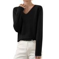 thumbnail image 2 of Timegard Womens Sweaters V Neck Knit Pullover Fall Winter Casual Fitting Comfy Long Sleeve Bottom Tops, 2 of 5