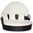 thumbnail image 1 of Outsunny Chaise Longue de Patio avec Canapé-Lit Rond Coussiné 4 Pcs Blanc, 1 of 10