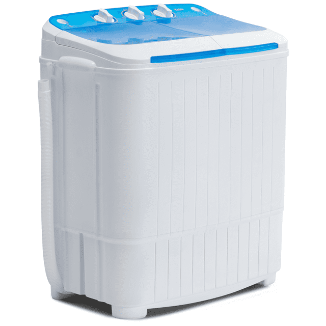 TABU Laveuse Portative 16,5 Lb, Combo Électrique à Double Cuve Lavage&Essorage, Laveuse Semi-Automatique, Blanc&Bleu