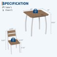 thumbnail image 2 of 3-Piece Retro Dining Set for 4 - Space-Saving Table & 2 Upholstered Benches, Chamfer Design Metal Frame Kitchen Furniture for Small Spaces/Apartments, 2 of 8