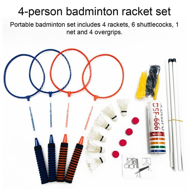 KESIKA Badminton Rackets 4 Pack Set Racquets Game with 6