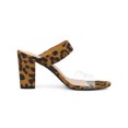 thumbnail image 3 of BLISSFUL STEP Women's Dual Clear Strap Chunky Heel Mules Slides Sandals Leopard 8, 3 of 7