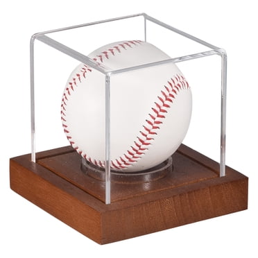 Uxcell Baseball Display Case with Wooden Base, Acrylic Baseball Holders for Display Memorabilia Ball Pine Wood