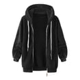 thumbnail image 3 of cllios Womens Winter Fuzzy Fleece Jacket Hooded Color Block Patchwork Cardigan Coats Oversized Fluffy Sherpa Outerwear with Pockets, 3 of 4