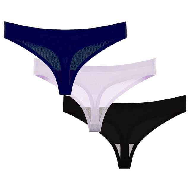 Srobpty Culottes String Taille Basse pour Femmes, 3 Pcs String d'Été Sans Coutures Respirant Taille Basse sous-Vêtements pour Femmes