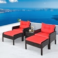 thumbnail image 1 of Gymax 5PCS Patio Set Sectional Rattan Wicker Furniture Set w/ Red Cushion, 1 of 10