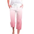 thumbnail image 2 of Styesk Women's Pants Fragrant Linen Gradient Printed Loose Women Fashionable Drawstring Pants Cropped Pants, 2 of 5
