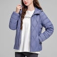 thumbnail image 3 of Cameland Women's Solid Color Lightweight Down Jacket Short Hooded Long Sleeved Versatile Jacket Long Sleeved Cotton Jacket, 3 of 7