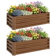 thumbnail image 1 of Outsunny Galvanized Raised Garden Beds Set of 2, Brown Wood Effect, 1 of 10