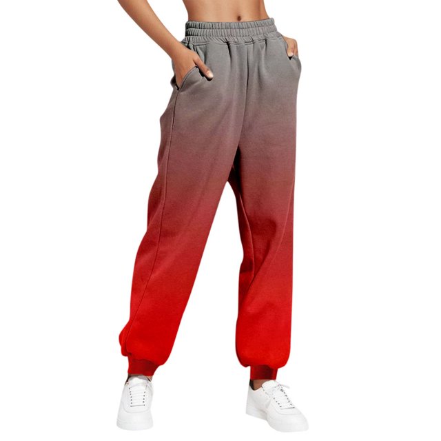 Womens Gradient Sweatpants Casual Loose Trousers With Pockets High Waist Pants