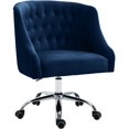thumbnail image 1 of Meridian Furniture Arden Chaise de Bureau Pivotante Réglable en Velours Bleu Marine et Chrome, 1 of 6