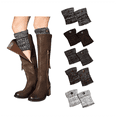 thumbnail image 4 of Brown Socks Winter Warm Boot Cuffs Crochet Knitted Boot Cuffs Short Leg Boot Topper Socks Short Ankle with Slouch Button Design for Women Girls, 4 of 5