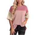 thumbnail image 1 of Besolor Chemises d'Été à Manches Courtes pour Femmes Col Rond Fendu sur le Côté Blouse Décontractée Ample pour Sortir, 1 of 4