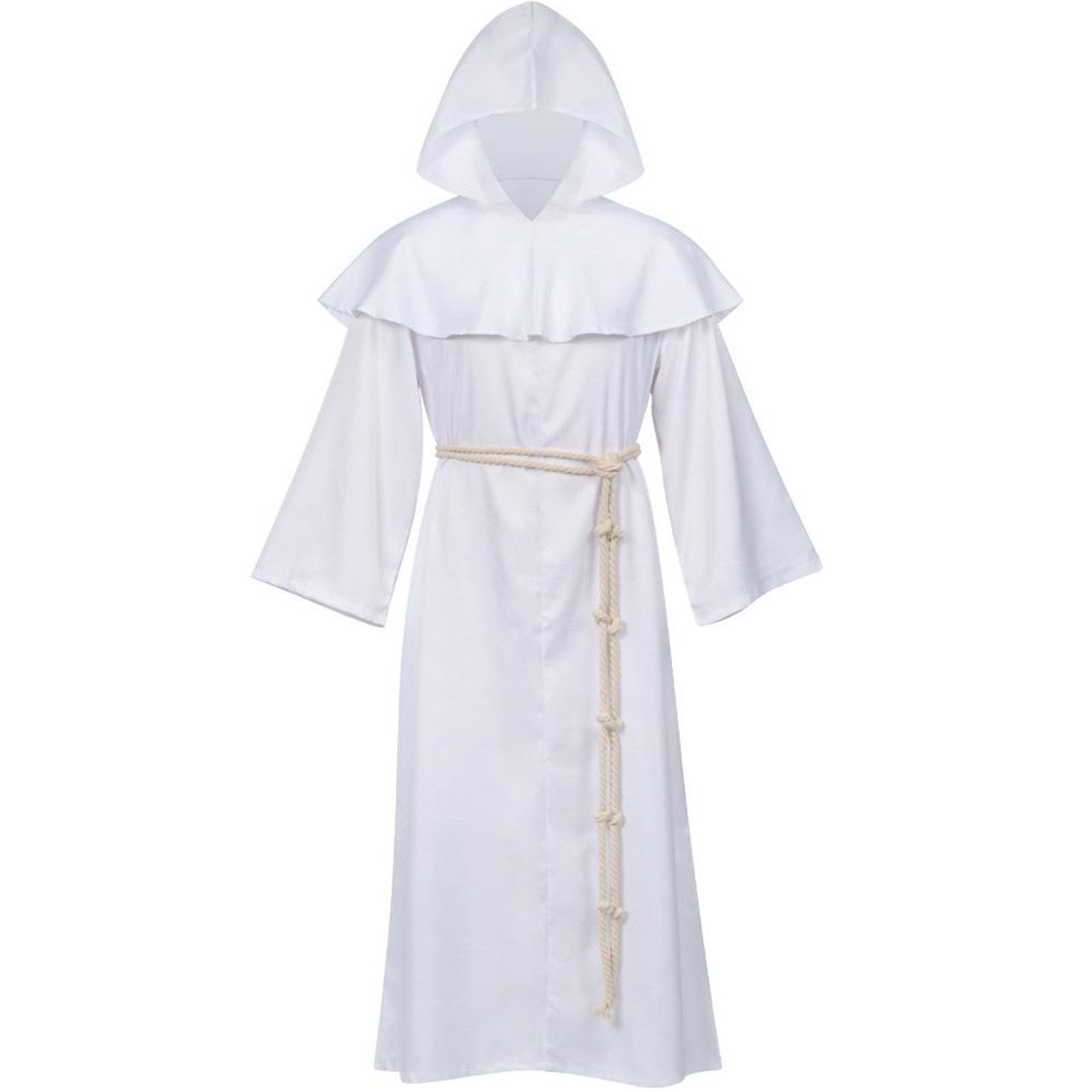 SXcggal Men's Hooded Cloak Robe Solid Color Priest Monk Clothes Outfit Basic Versatile Unique Clothes Dress UP Party