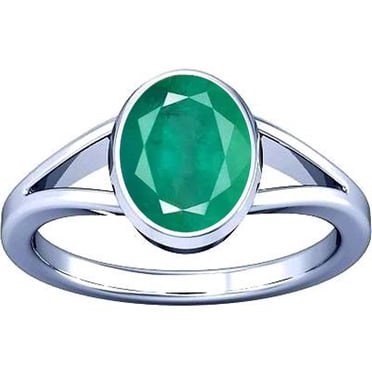 Divya Shakti Bague en Argent avec Pierre Précieuse Émeraude Panna de 5,25 à 5,50 Carats pour Hommes et Femmes