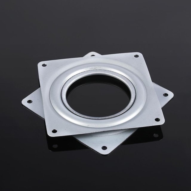 Herwey 4inch Square Rotating Plate Metal Bearing Turntable TV Rack Desk Tool,Plate, Turntable Bearing