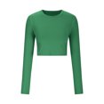 thumbnail image 3 of Yuyuzo Hauts de Sortie pour Femmes Chandails à Manches Longues Col Rond Crop Top Décontracté Ajusté T-Shirts Basiques, 3 of 5