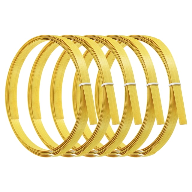 Unique Bargains Bamboo Strips for Weaving 7/16' x 10 Ft Thin Flat Wicker Rattan Cane Reed, Yellow, 5 Pack