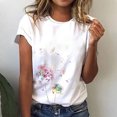 thumbnail image 1 of Hauts d'Été Grande Taille pour Femmes Chic T-Shirt Décontracté Ample à Imprimé Floral à Col Rond Imprimé à Manches Courtes Hauts T-Shirt à Col en V pour Femmes en Liquidation, 1 of 8