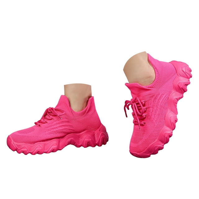 Dakaela Chaussures de Marche pour Femmes à Enfiler Espadrilles de Course Tennis 2025 Mode Décontractée Chaussures pour Femmes Rose 7