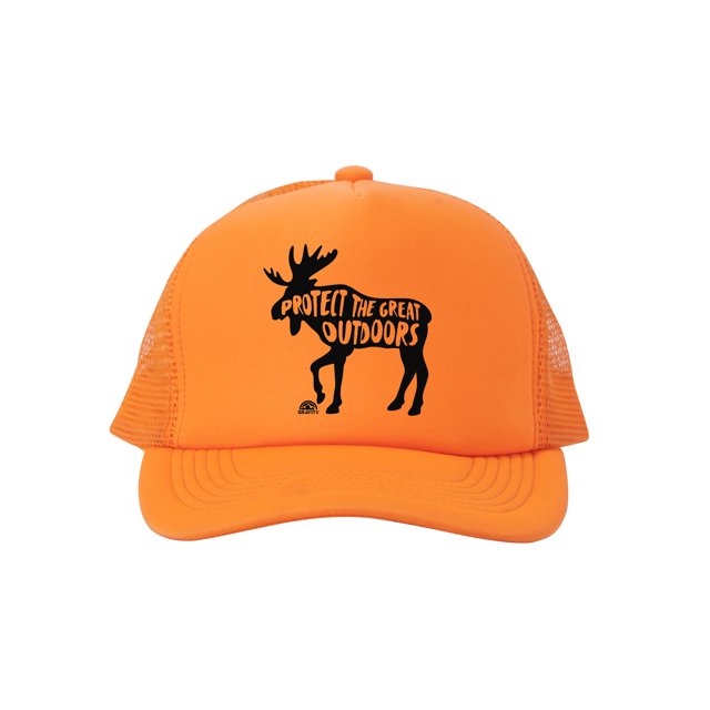Protect the Great Outdoors Moose Trucker Hat - Black - Neon Orange