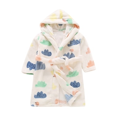Toddler Baby Boys Girls Cartoon Bathrobes Flannel Night-Robe Sleepwear