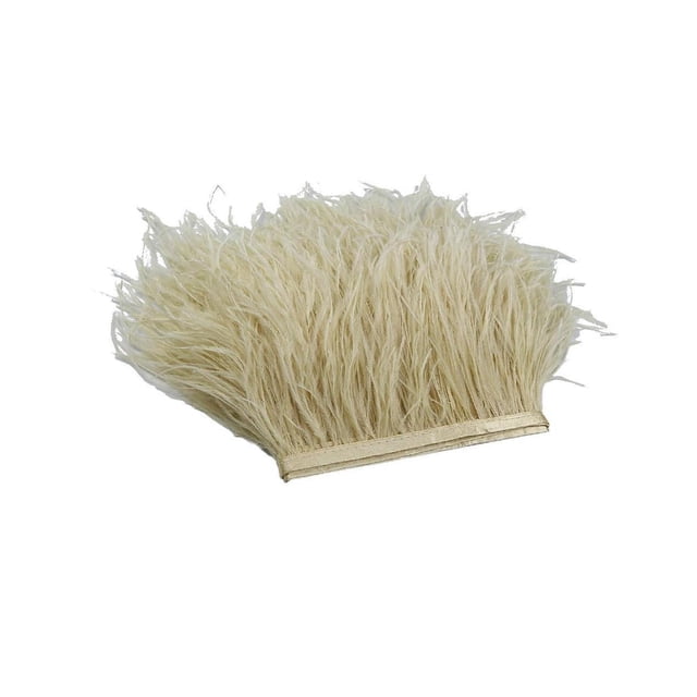 spellwife 1 Yard Dyed Ostrich Feather Fringe Trim Ribbon Embellishment Cream