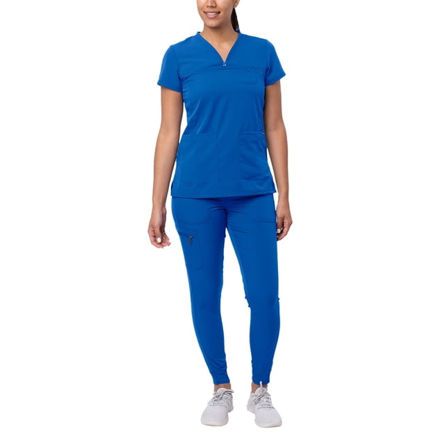 Adar Pro Movement Booster Scrub Set For Women - Sweetheart V-Neck Scrub Top & Yoga Jogger Scrub Pants