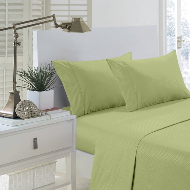 Martha Collection 1800 Series Embossed Deep Pocket Sheet Set - Super Soft & Wrinkle Free - Luxurious Bed Sheets Set (Queen, Sage)
