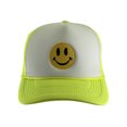 thumbnail image 2 of Gravity Threads Smile Face Embroidery Adjustable Trucker Hat - Smile - White/Neon Yellow, 2 of 2