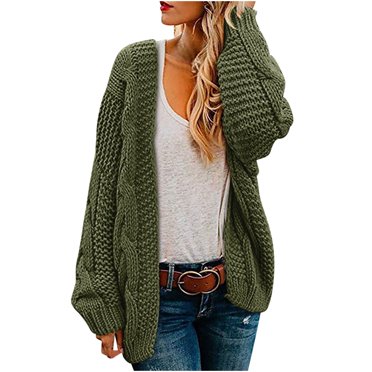 Simua Womens Oversized Chunky Open Front Cardigan Sweaters Cable Knit Long Sleeve Cardigans Outwear Coats