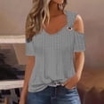 thumbnail image 2 of Timegard Womens Eyelet Tops V-Neck Short Sleeve Cold Shoulder Summer Dressy Casual Tunic Tops Blouse, 2 of 6