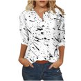 thumbnail image 2 of Hauts d'Été pour Femmes 2023 Mode pour Femmes Manches Trois Quarts Rétro Col Rond Imprimé de Pâques Hauts Amples Blouse Bohème T-Shirt Grande Taille pour Femmes, 2 of 5