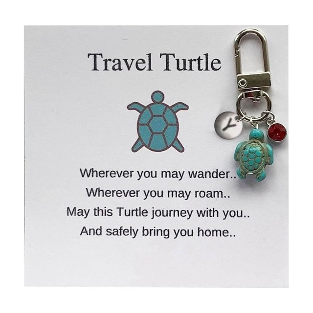 WIFKLSIIPG 26 Letter Handmade Turtle Keychain Turtle Combination Pendant 26 Letter Surname Travel Turtle Keychain Pendant 26 Letter Surname Mark Alphabet Gemstone Turquoise Jewelry Pendant
